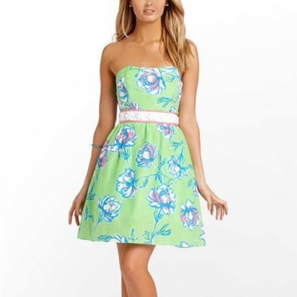 Lilly Pulitzer Langley Green Strapless A-Line Dress - Picture 4 of 10
